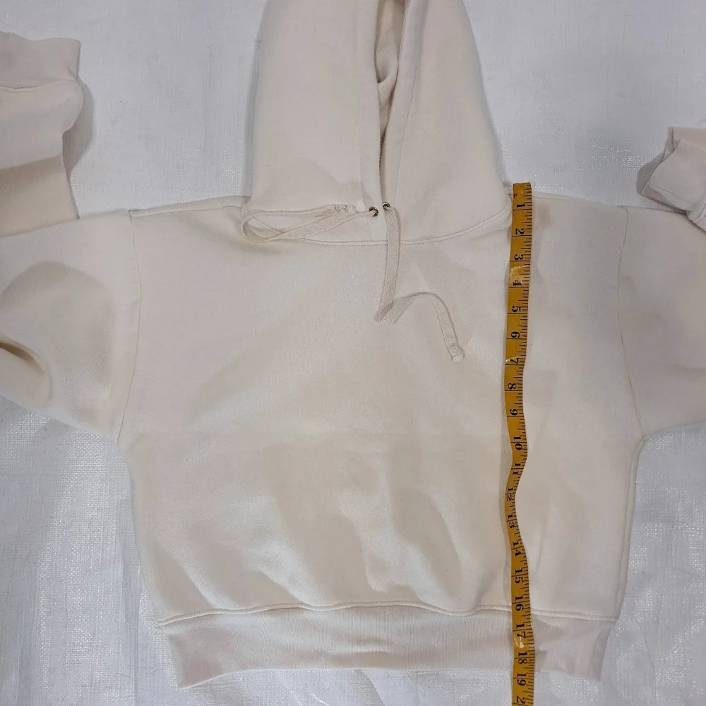 J. Crew Ivory Heritage Fleece Cropped Hoodie